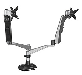 varidesk dual monitor arm sit stand desk ergonomics